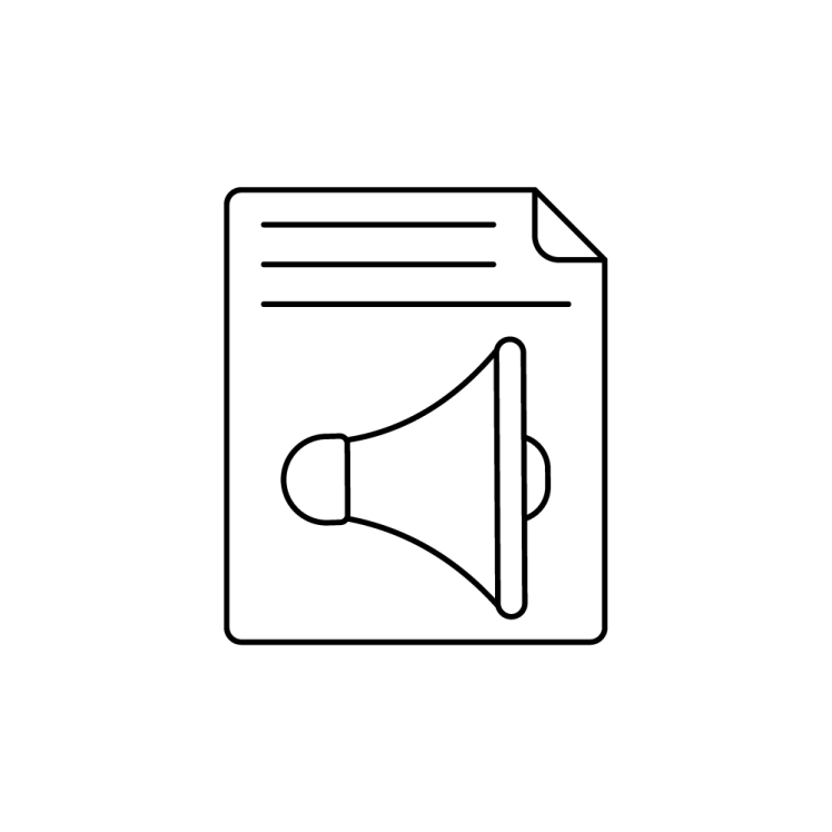 Icon of a page with a megaphone